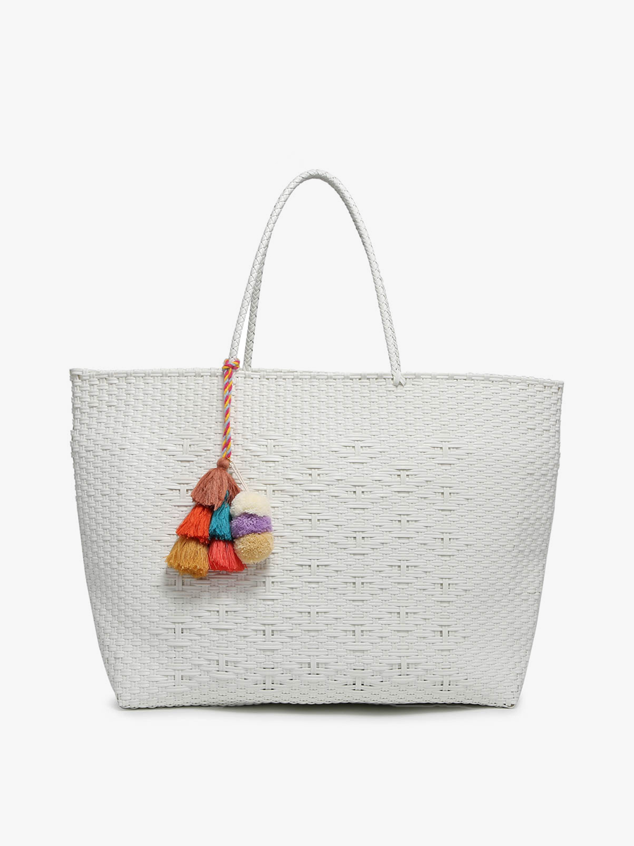 JC Shelby Large Tote w/ Pom-Poms