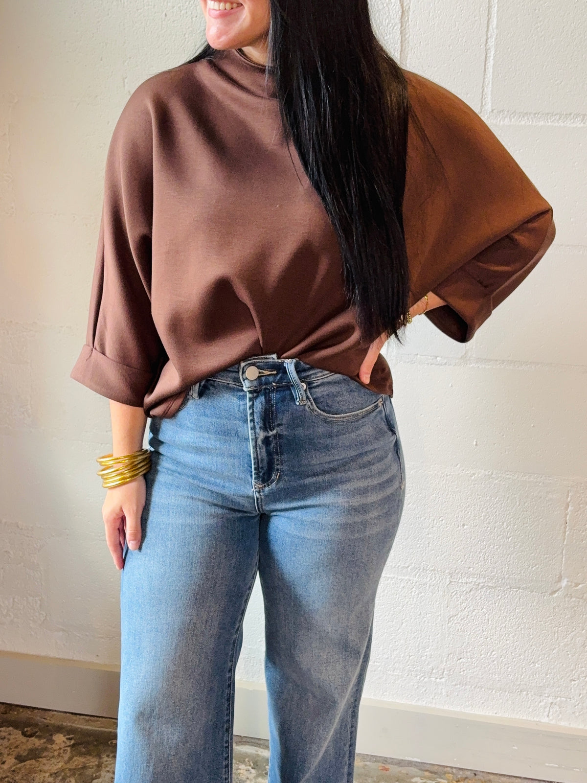 LG LANEY MOCK TOP BRWN
