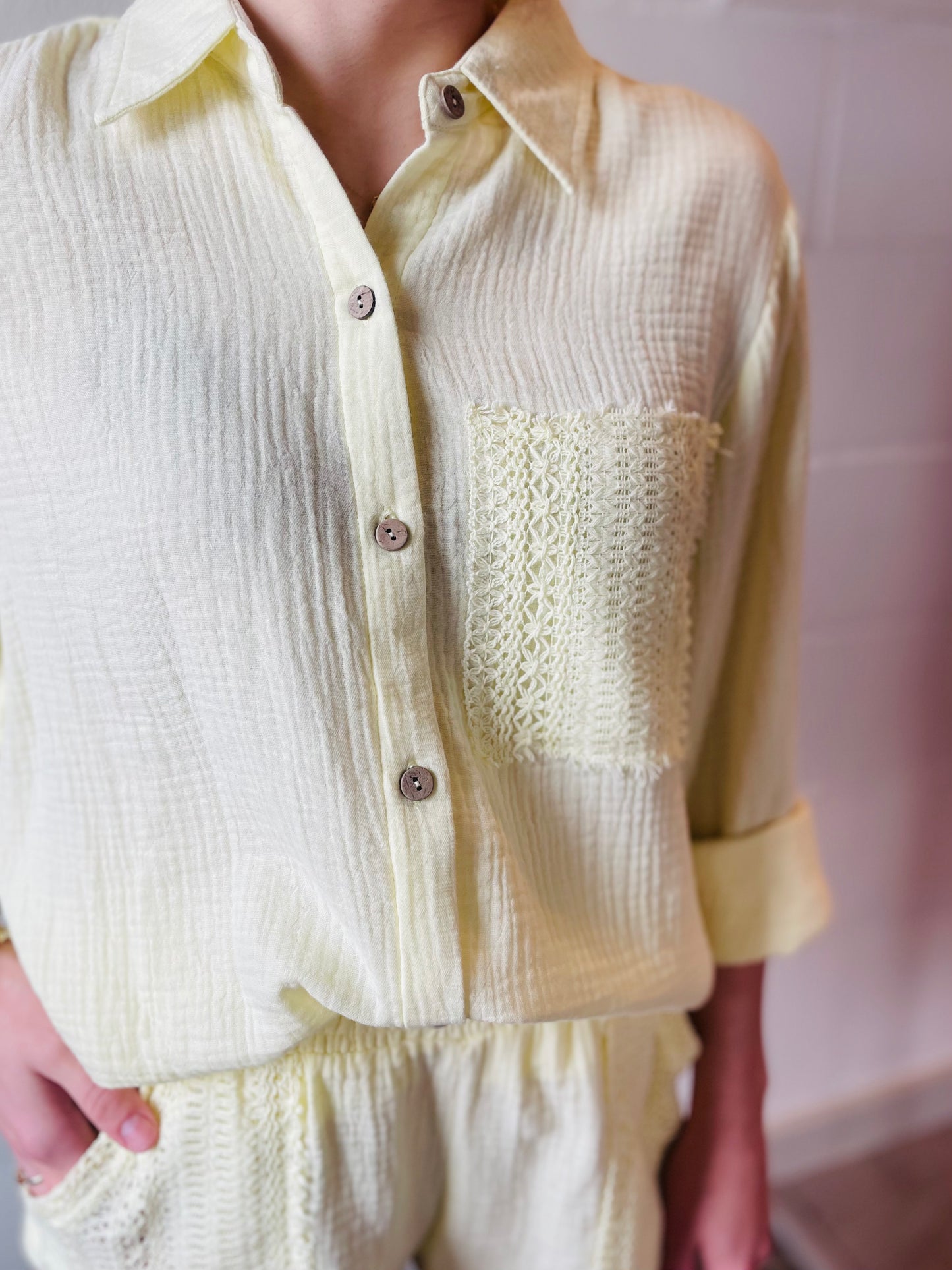 DO LEMONADE GAUZE BUTTONUP
