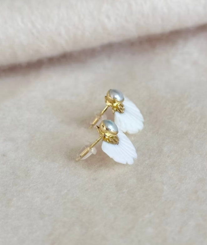BE MOTHER OF PEARL FAN STUDS