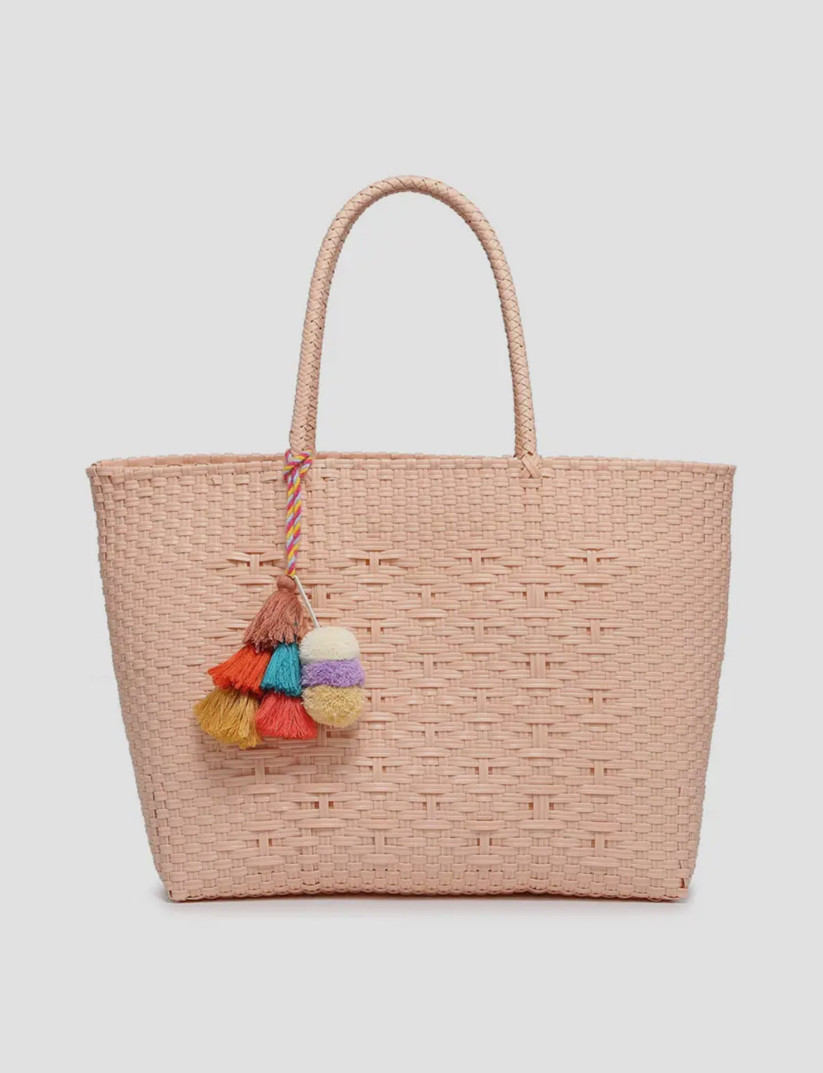 JC Shelby Large Tote w/ Pom-Poms