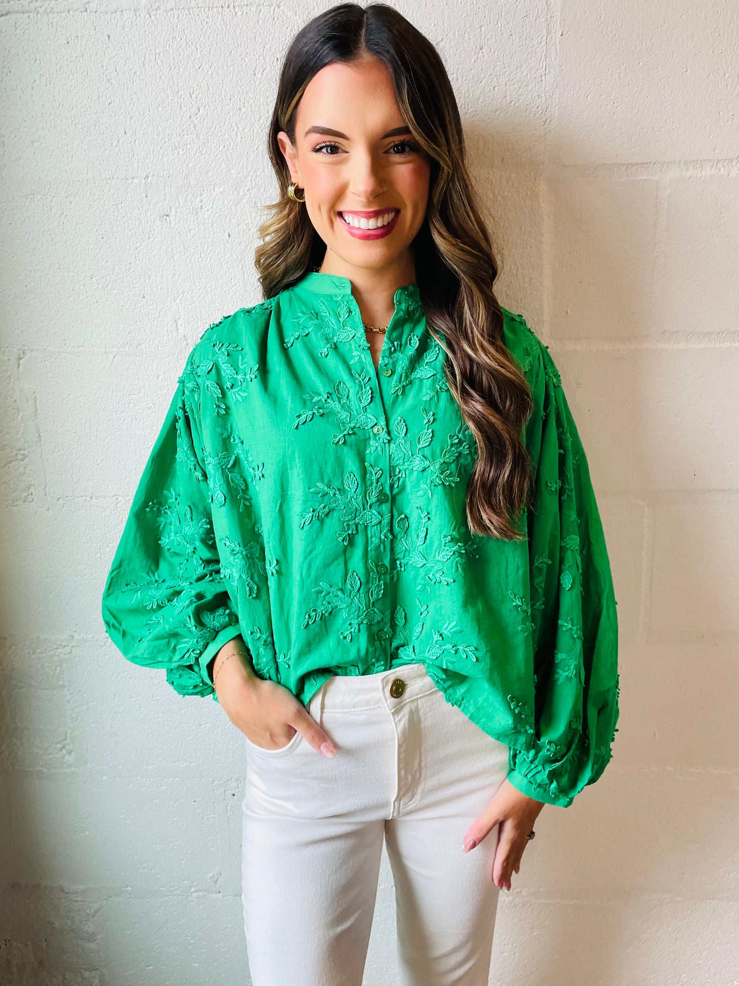 EN SYLVIE GREEN BLOUSE