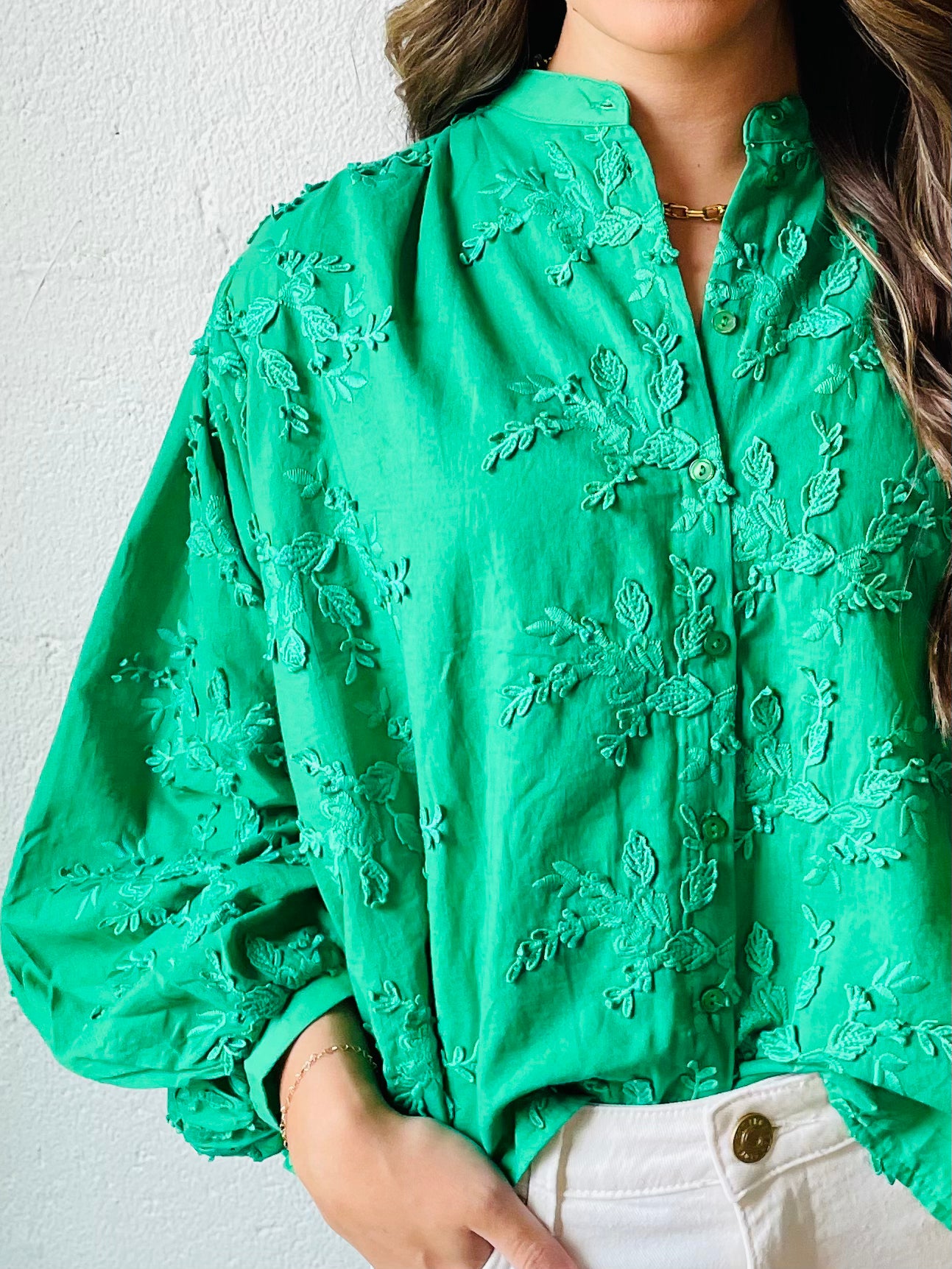 EN SYLVIE GREEN BLOUSE