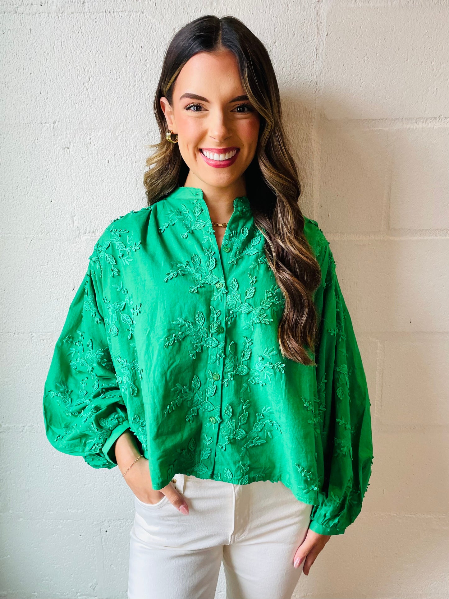 EN SYLVIE GREEN BLOUSE