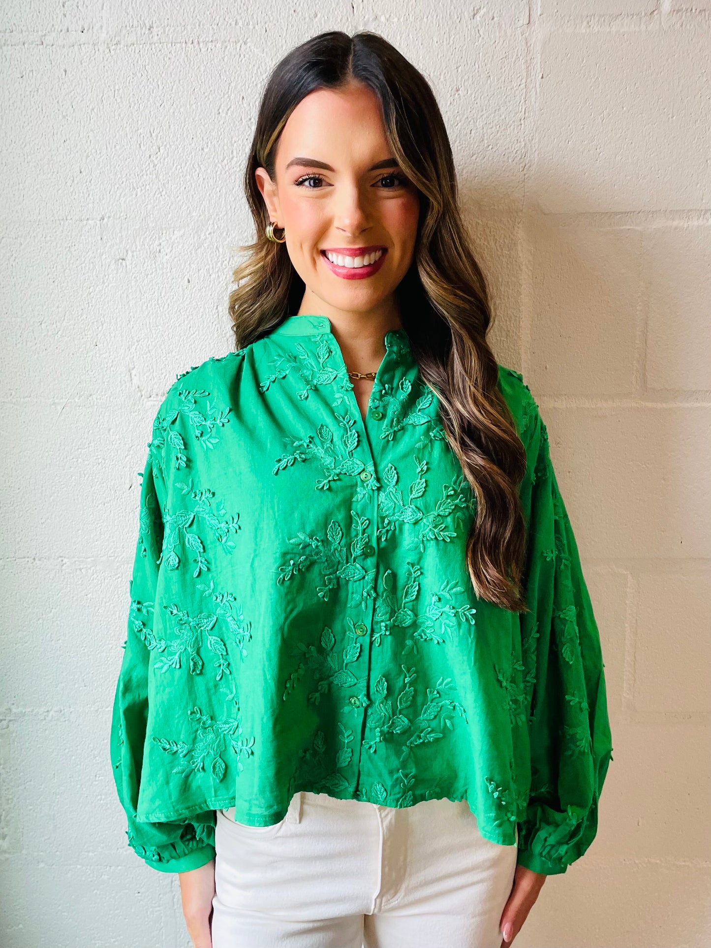 EN SYLVIE GREEN BLOUSE