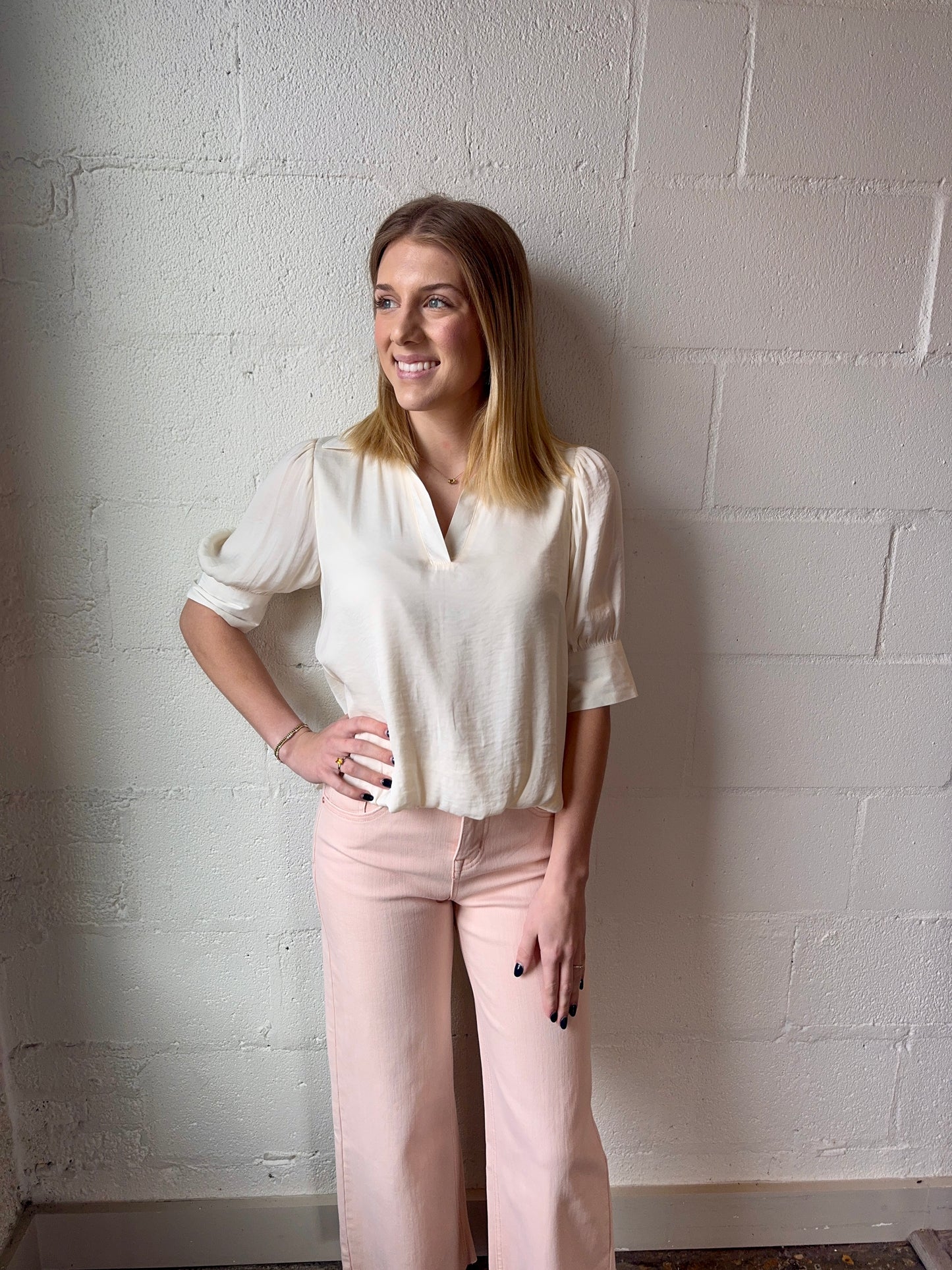 NZ LIVVY BUBBLE BLOUSE WHT