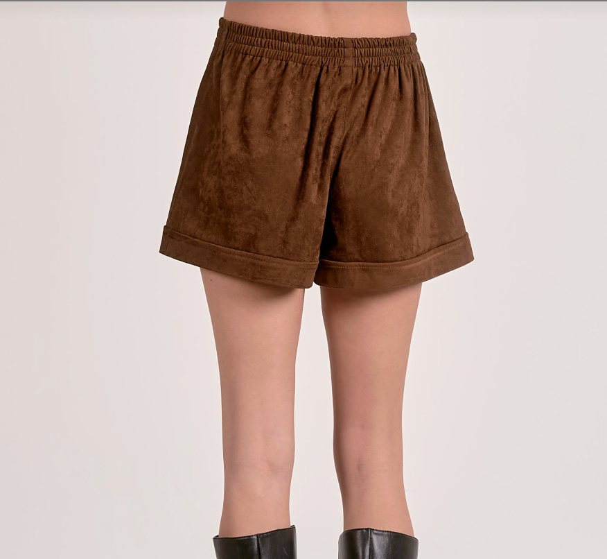 LE CHLOE CHOC SUEDE SHORTS