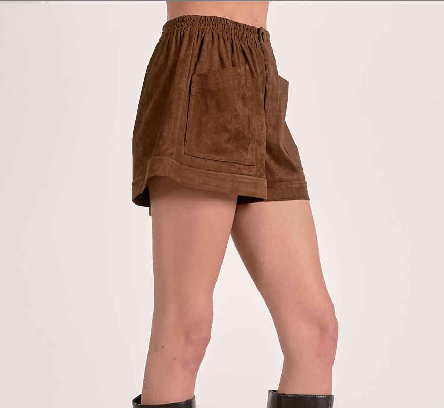 LE CHLOE CHOC SUEDE SHORTS