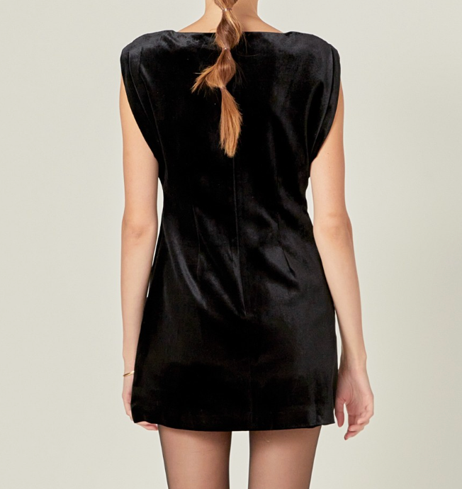 ER BEATRICE BLK VELVET DRS