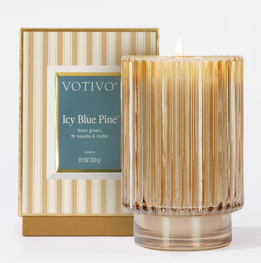 VOTIVO ICY BLUE PINE HOLIDAY CANDLE