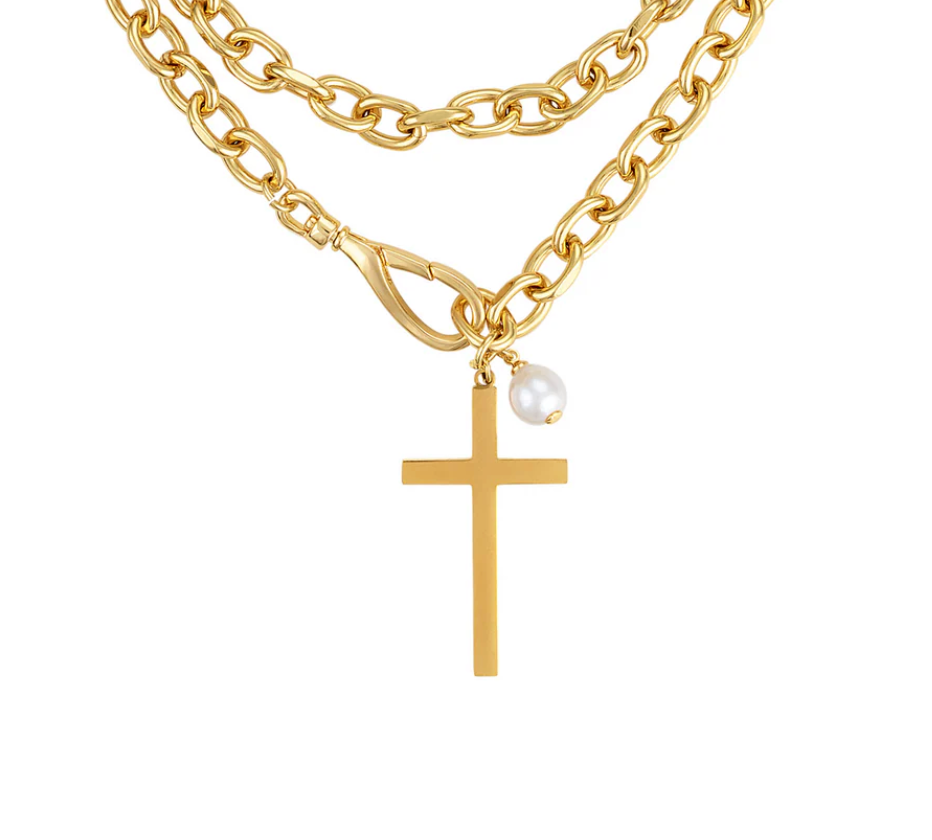 KD MARIGOLD CROSS NCKLCE