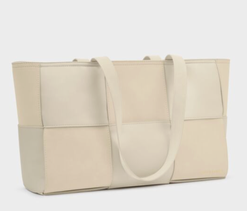 KL TAYA WOVEN TOTE OFF WHITE