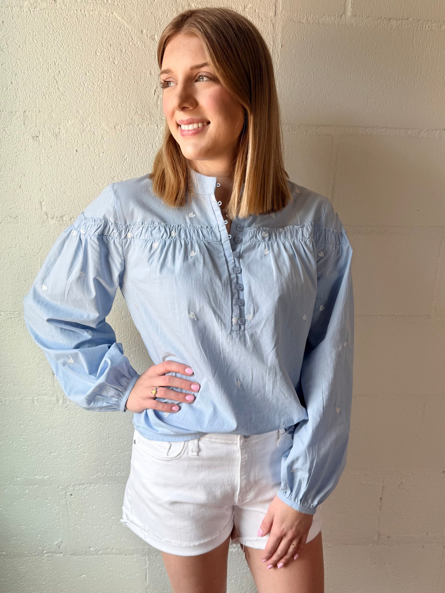 BY BLUE EMB TOP
