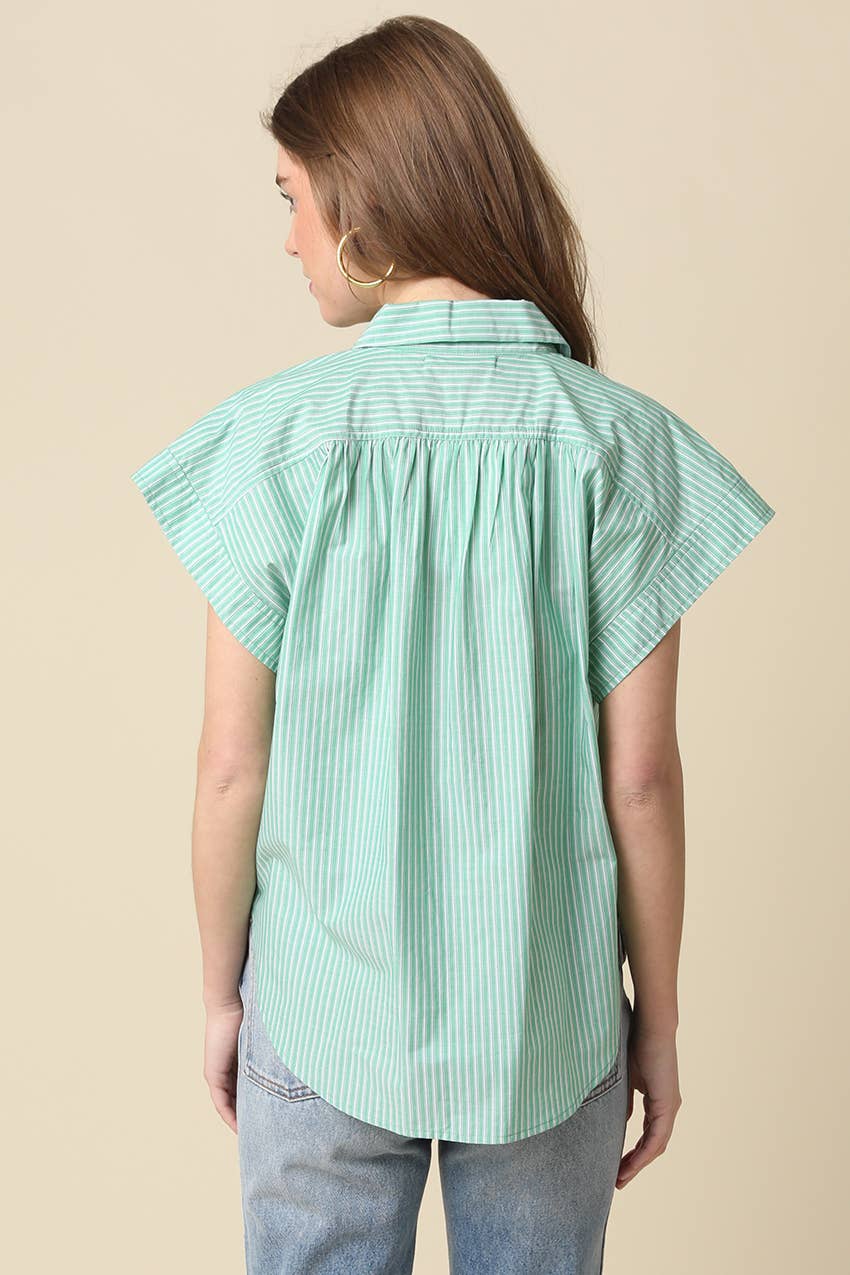 Brielle Striped Flutter Sleeve Blouse