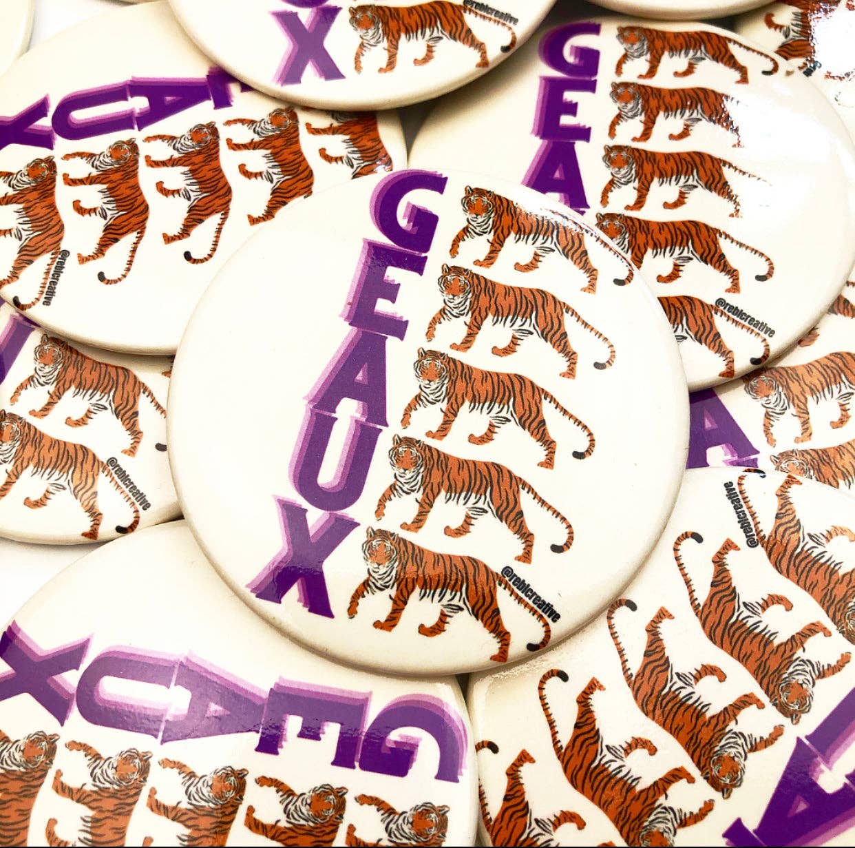 Geaux - Cream - Game Day Button