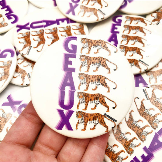 Geaux - Cream - Game Day Button