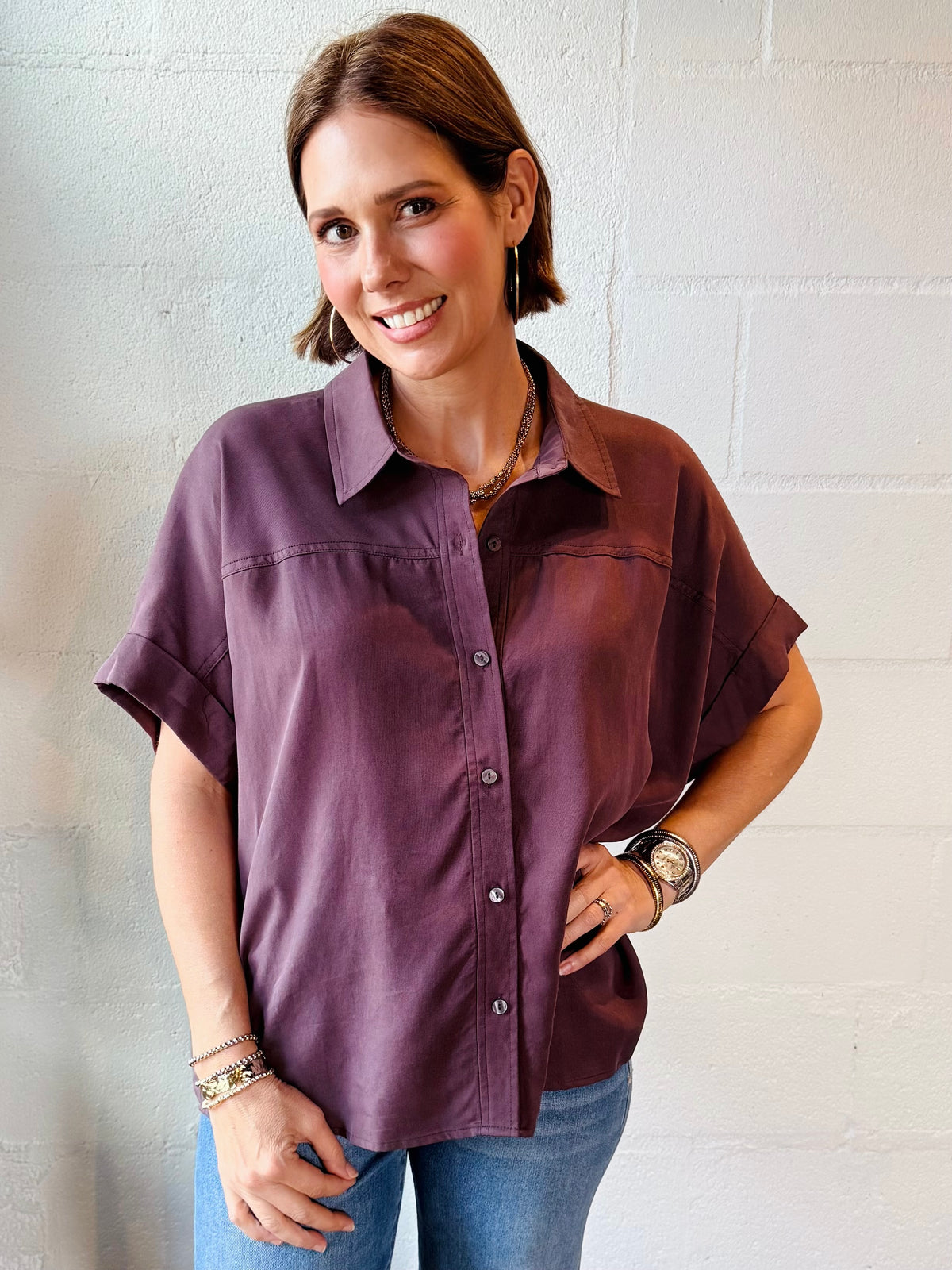 EN JUNE MERLOT BLOUSE