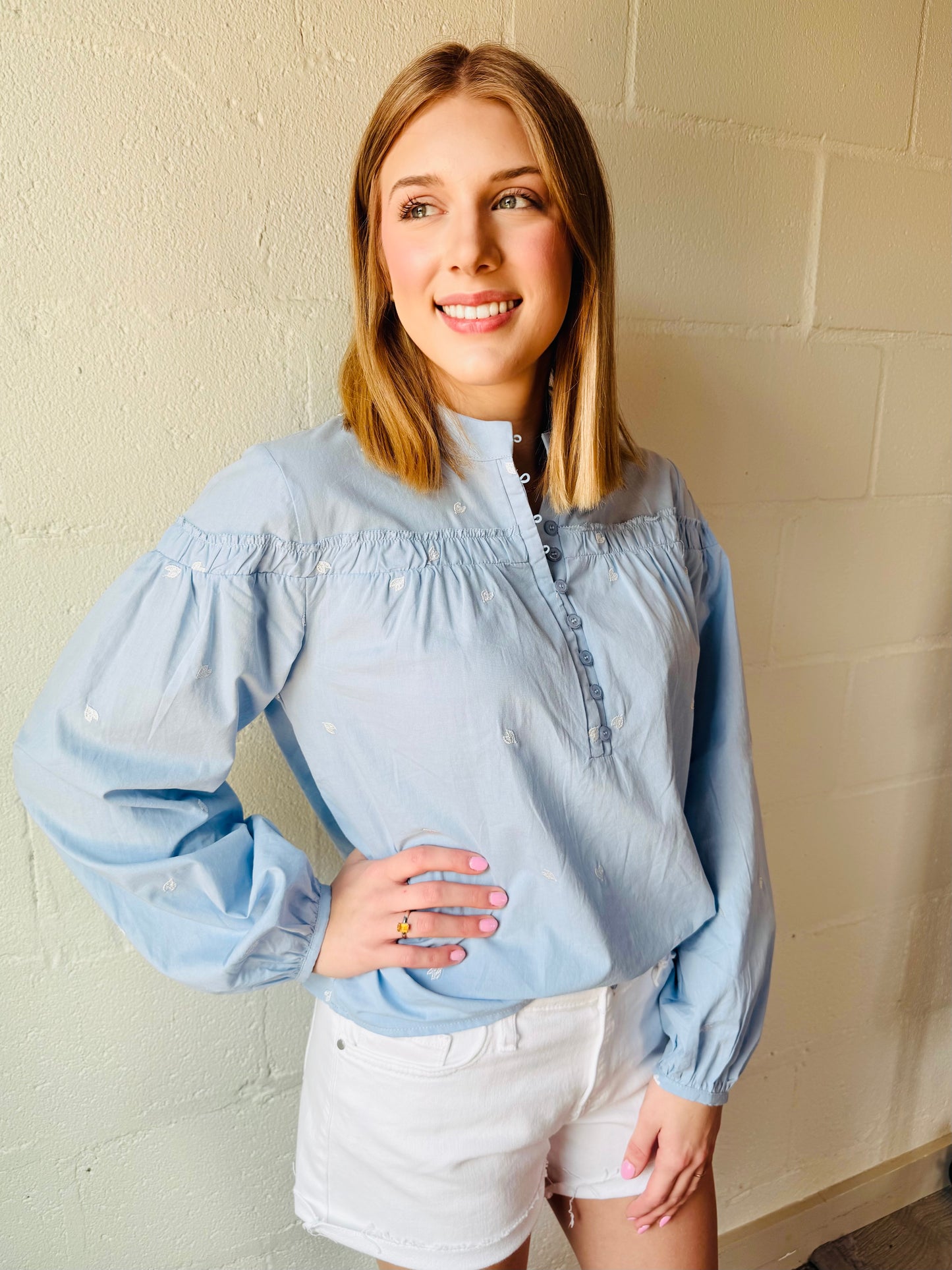 BY BLUE EMB TOP
