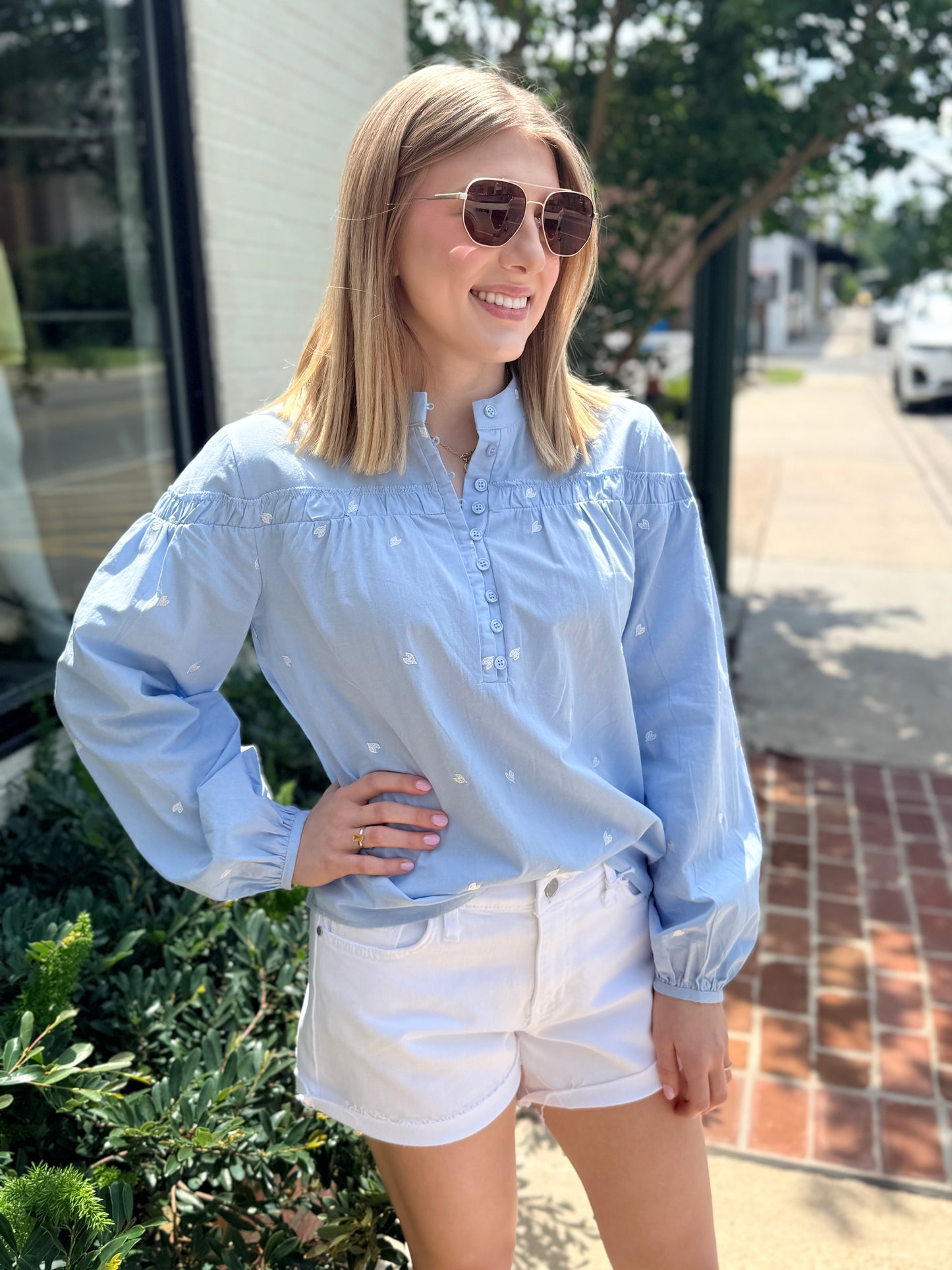 BY BLUE EMB TOP