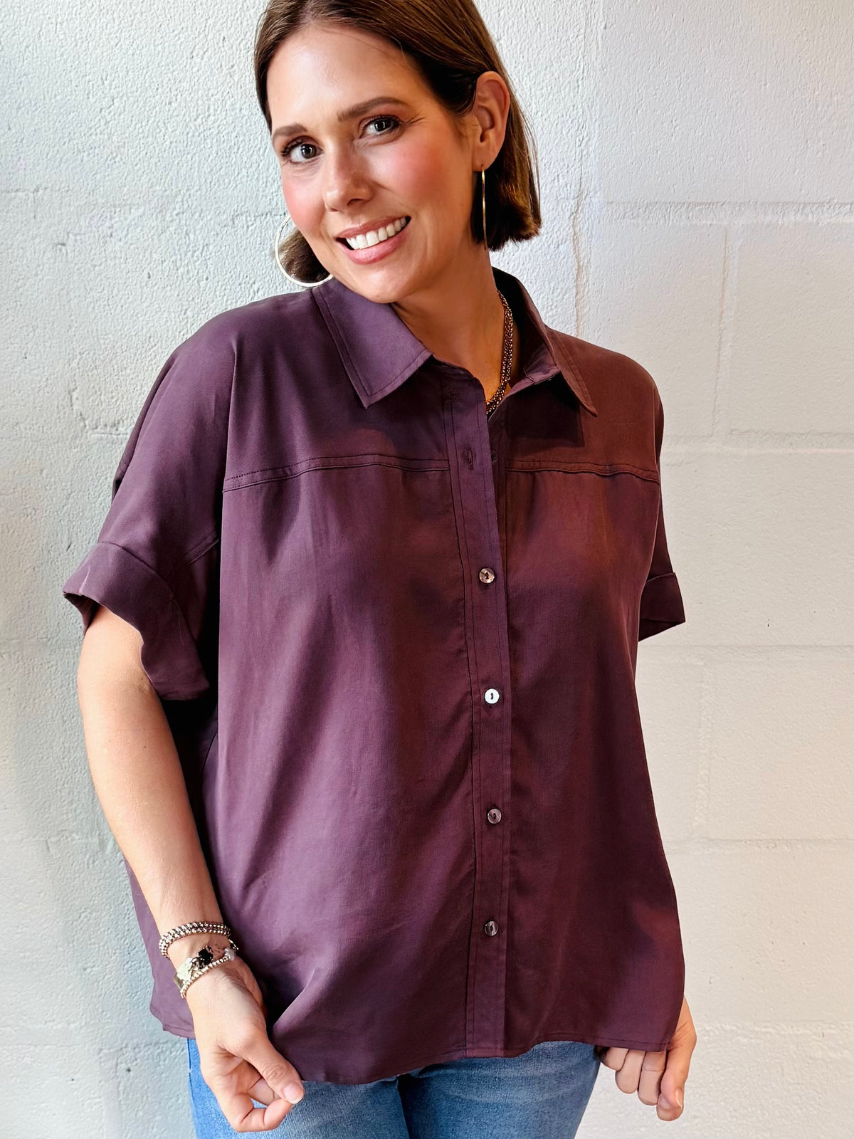 EN JUNE MERLOT BLOUSE