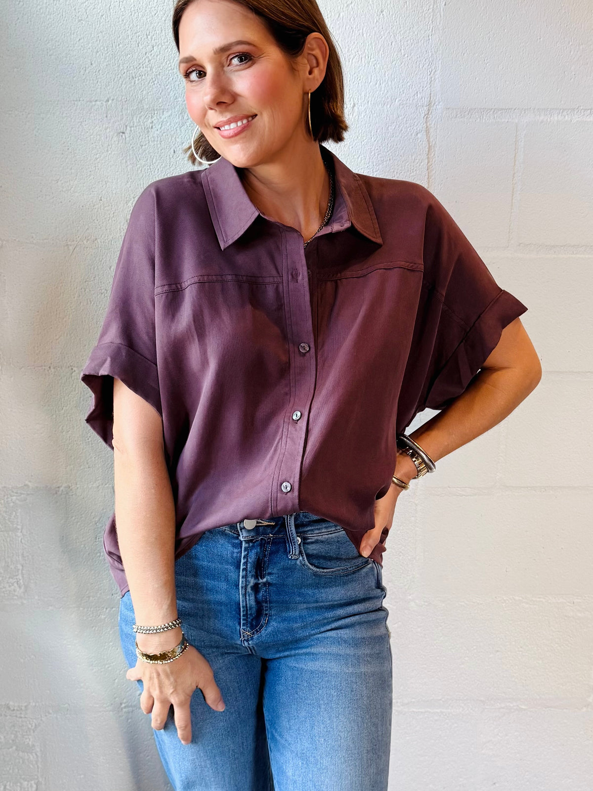 EN JUNE MERLOT BLOUSE