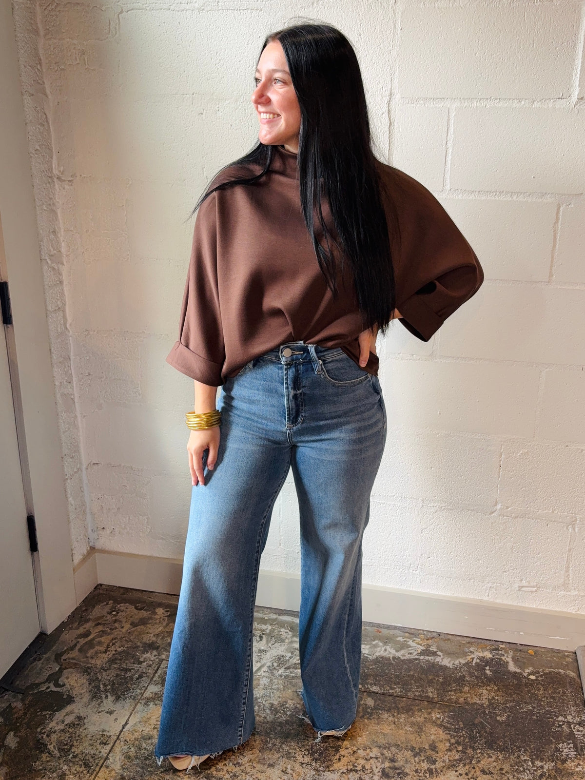 LG LANEY MOCK TOP BRWN