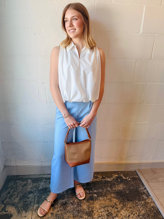IC  KATE POWDER BLU WIDE LEG PNT