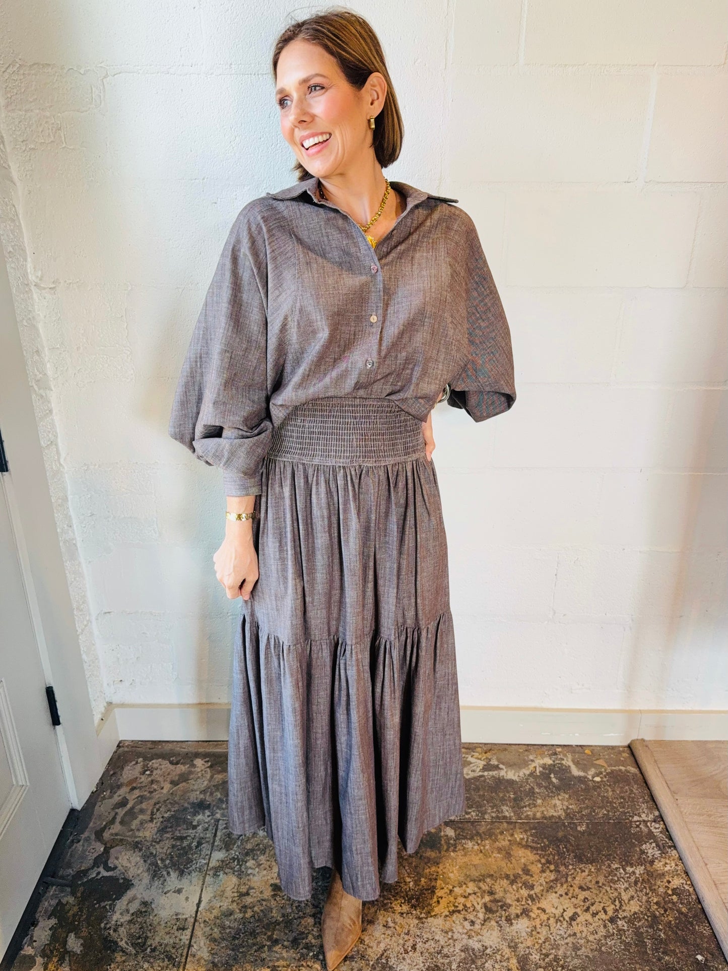 AD AERIN MAXI SKIRT CHESTNUT