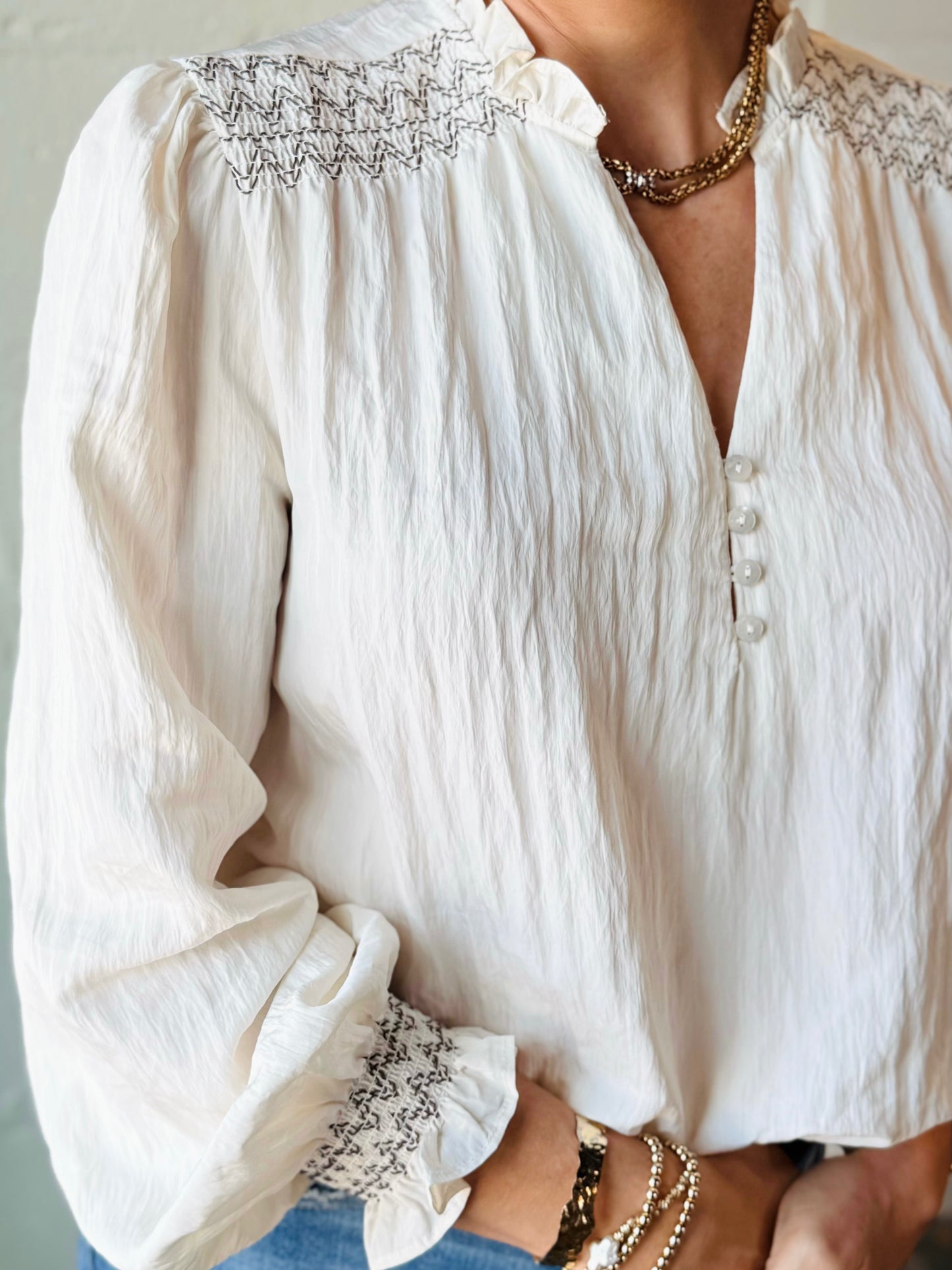 BY FADRIE CREAM BLOUSE