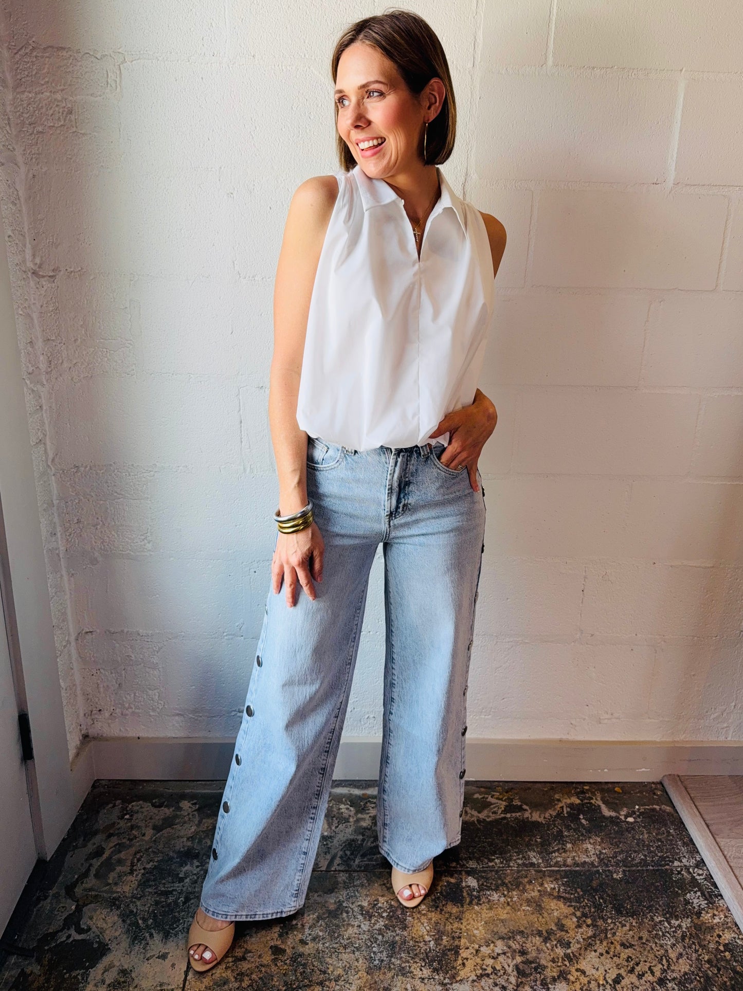 HB GEMMA WIDE LEG STUDDED