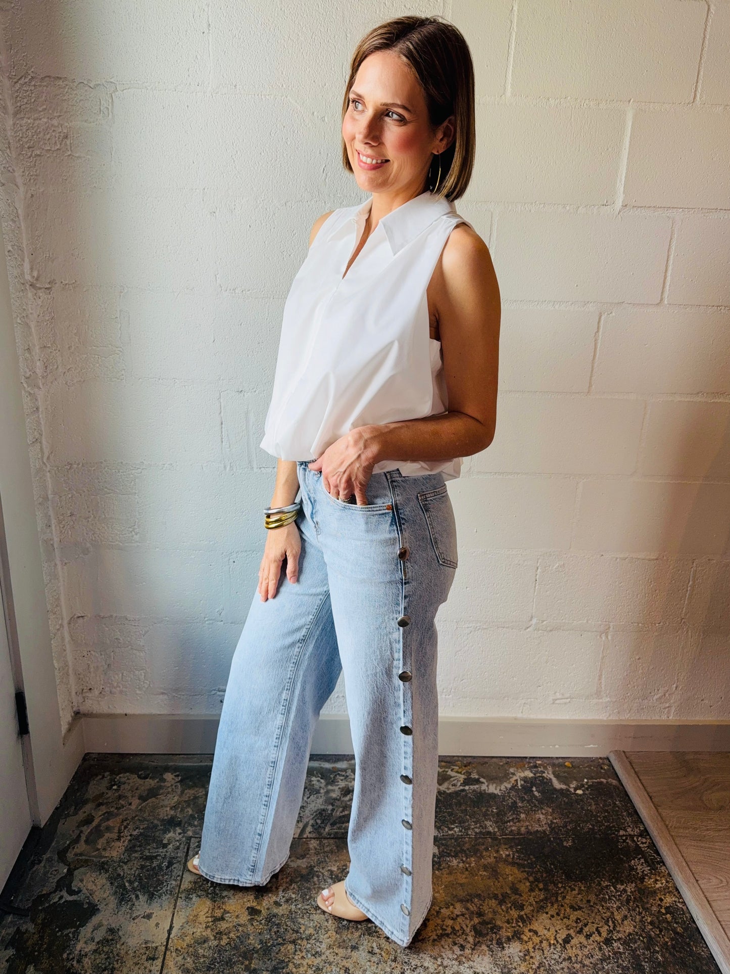HB GEMMA WIDE LEG STUDDED