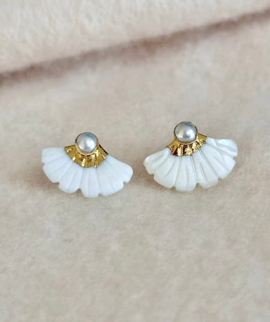 BE MOTHER OF PEARL FAN STUDS