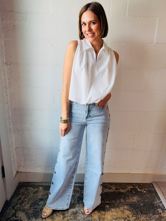 HB GEMMA WIDE LEG STUDDED