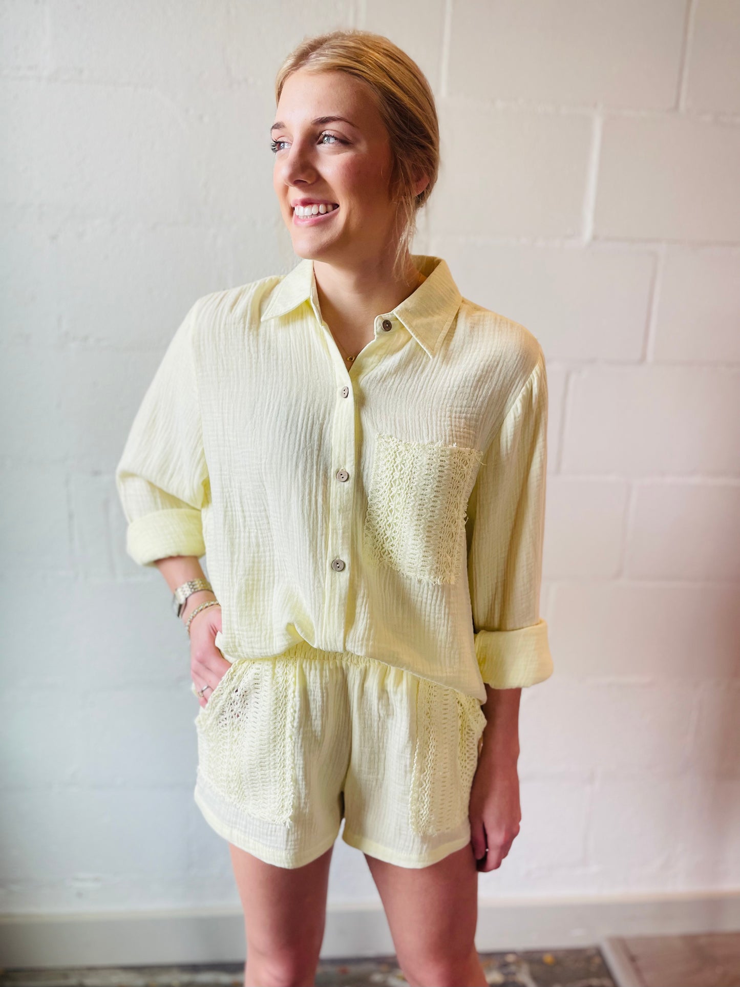 DO LEMONADE GAUZE BUTTONUP