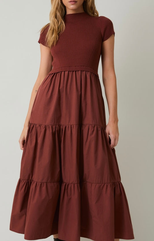 ES MADDIE MIX TIERED RUST MIDI