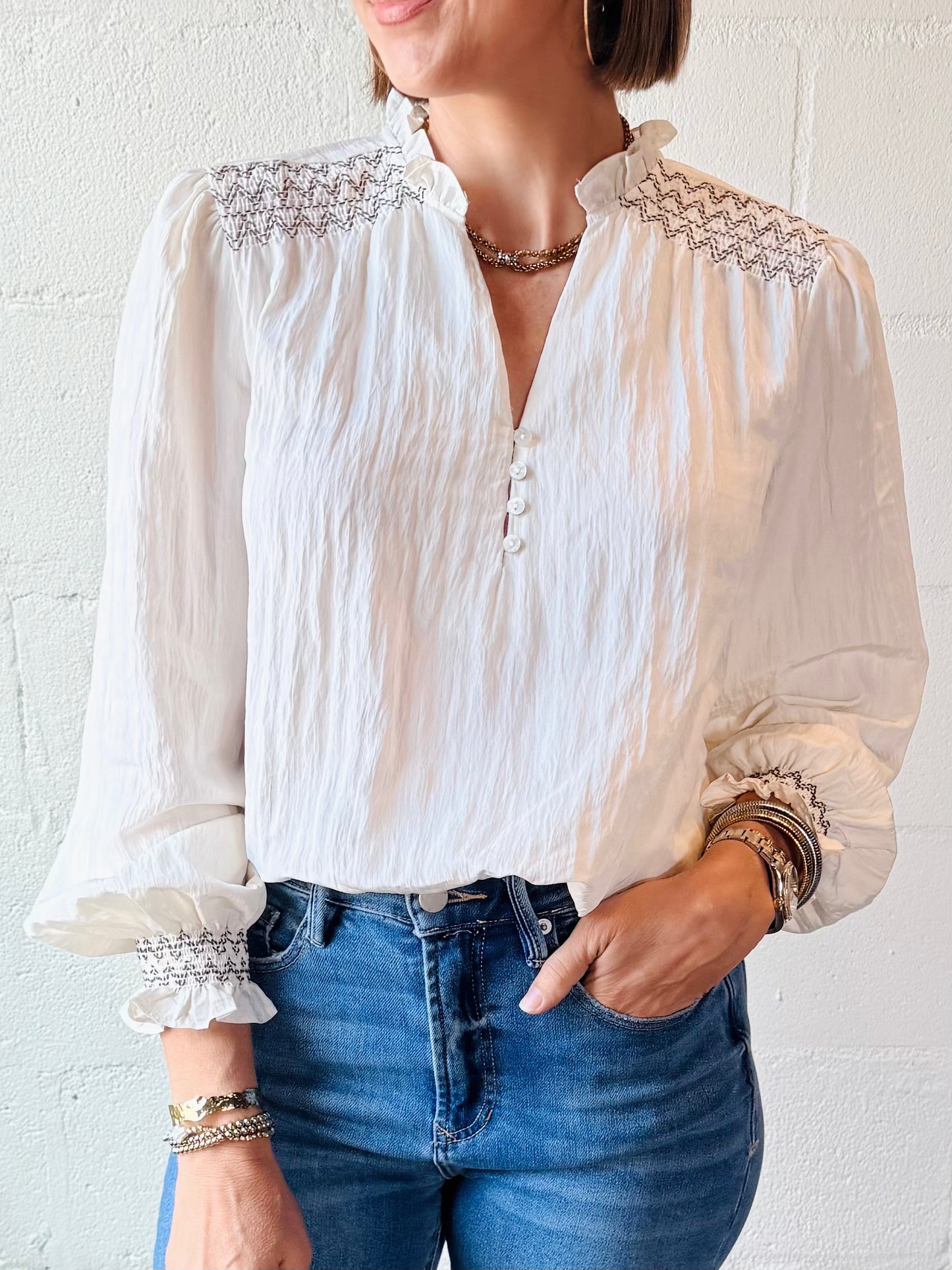 BY FADRIE CREAM BLOUSE