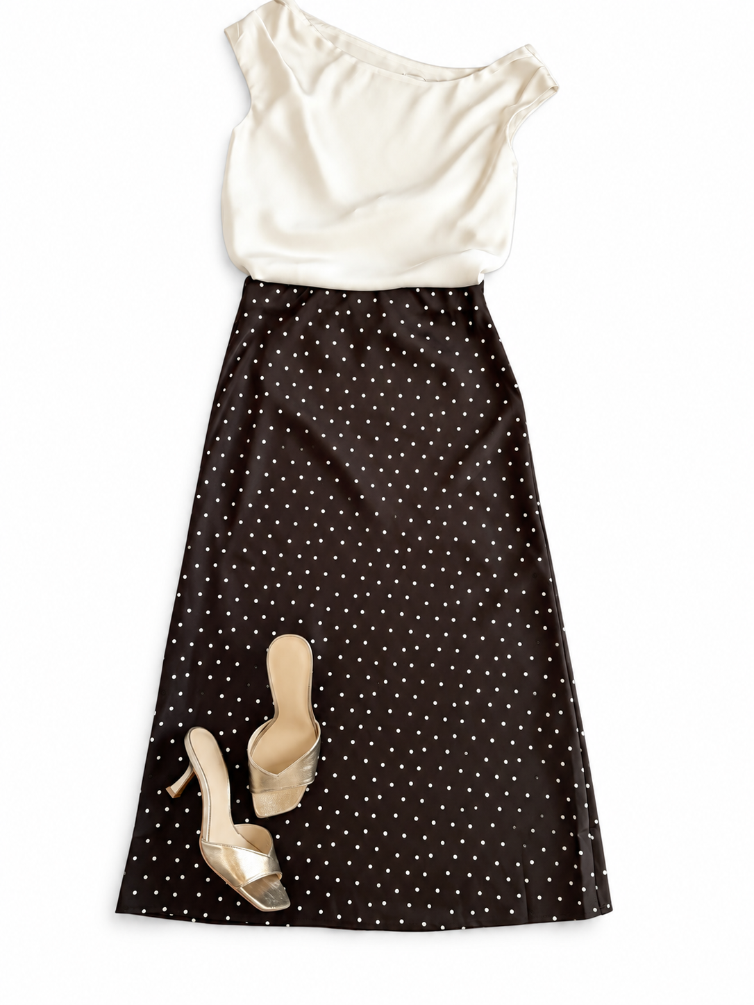 DR ALICENT POLKA DOT SATIN SKIRT