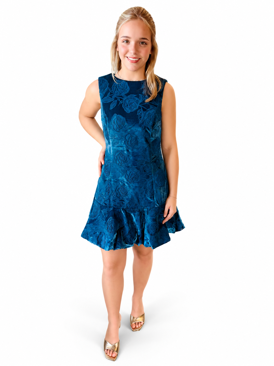IA BLUE FLRL DRESS