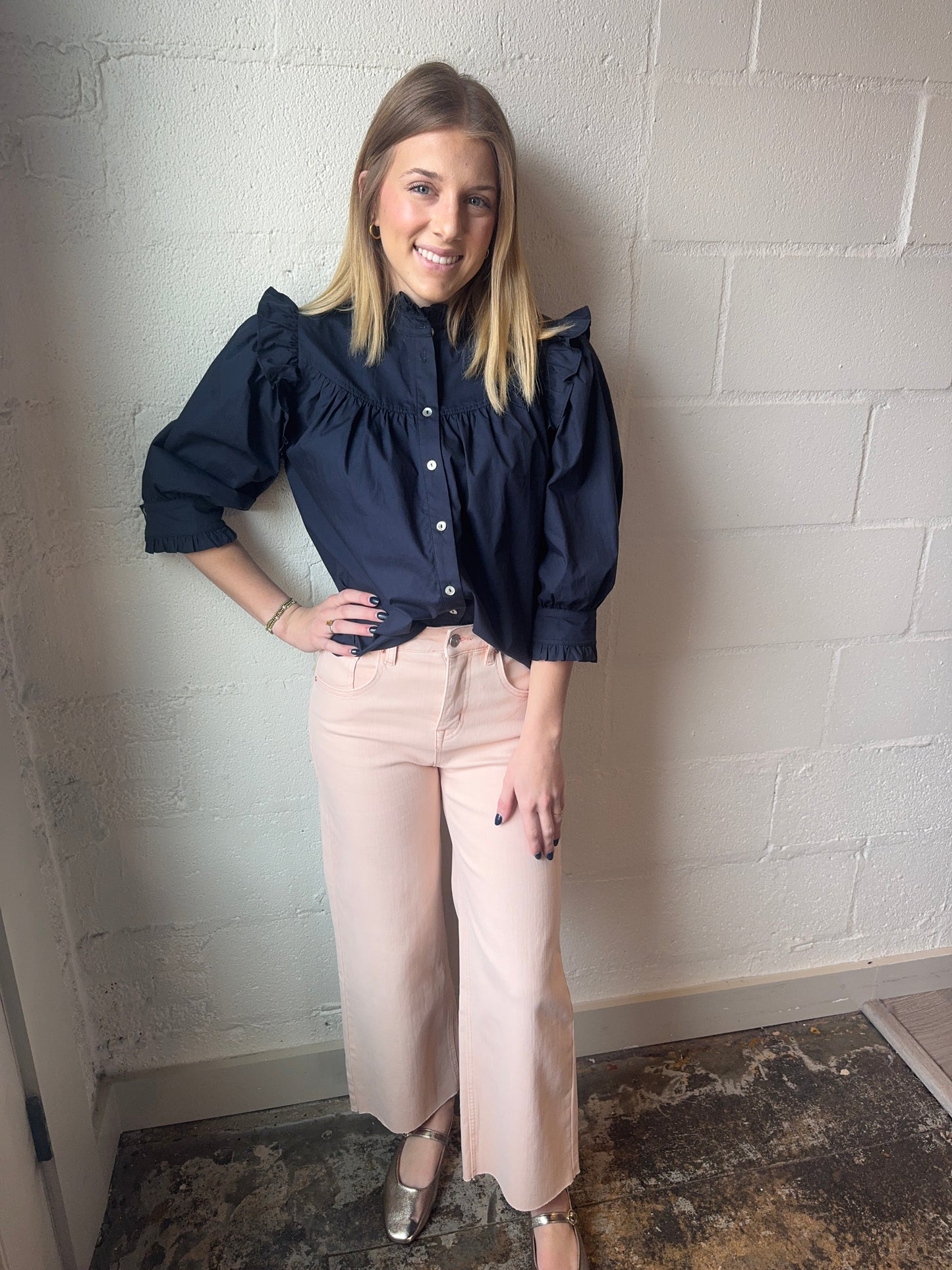 BY HIGH RISE WIDE LEG PALE PINK