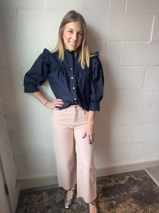 BY HIGH RISE WIDE LEG PALE PINK