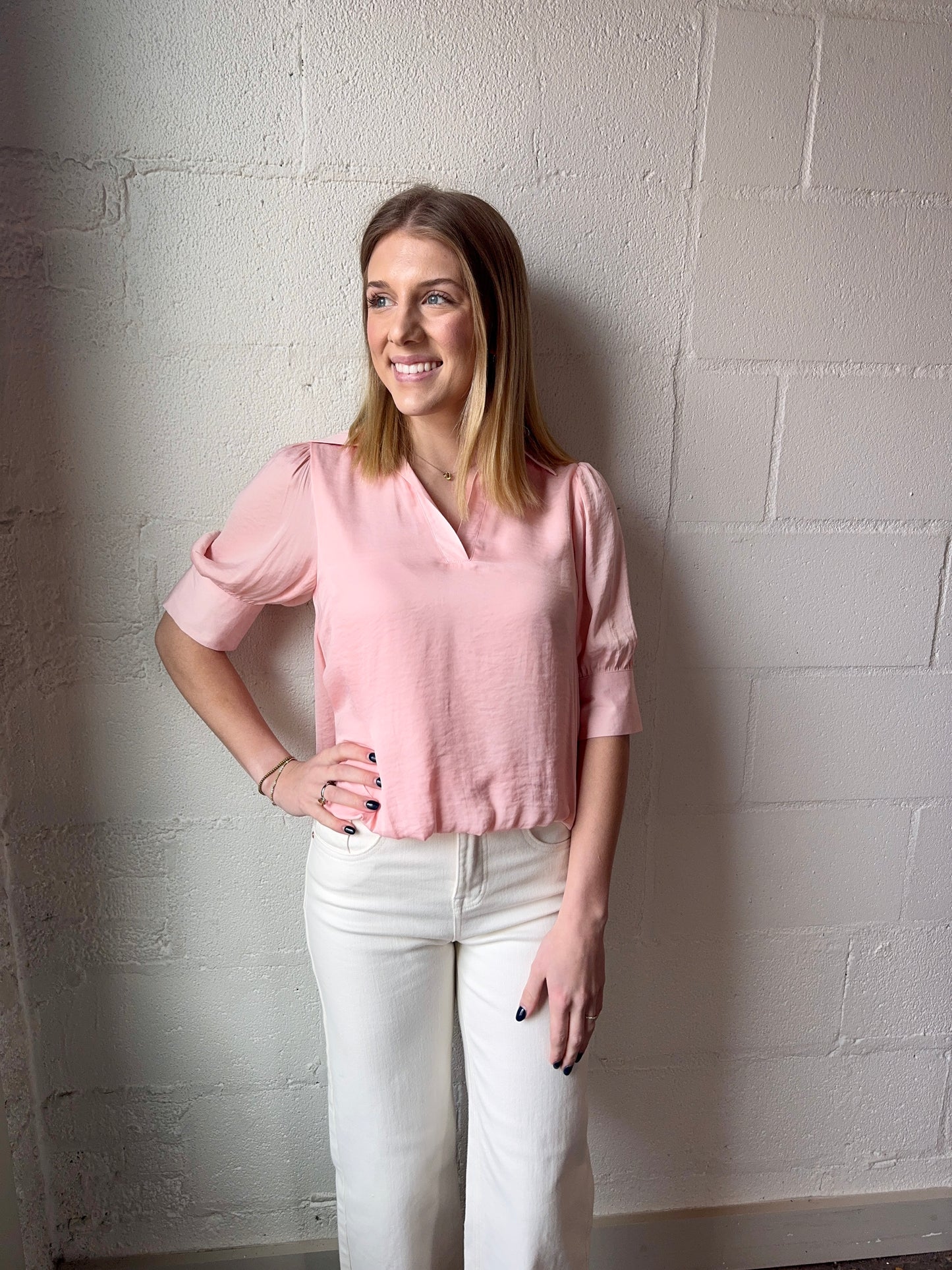 NZ LIVVY BUBBLE BLOUSE PINK