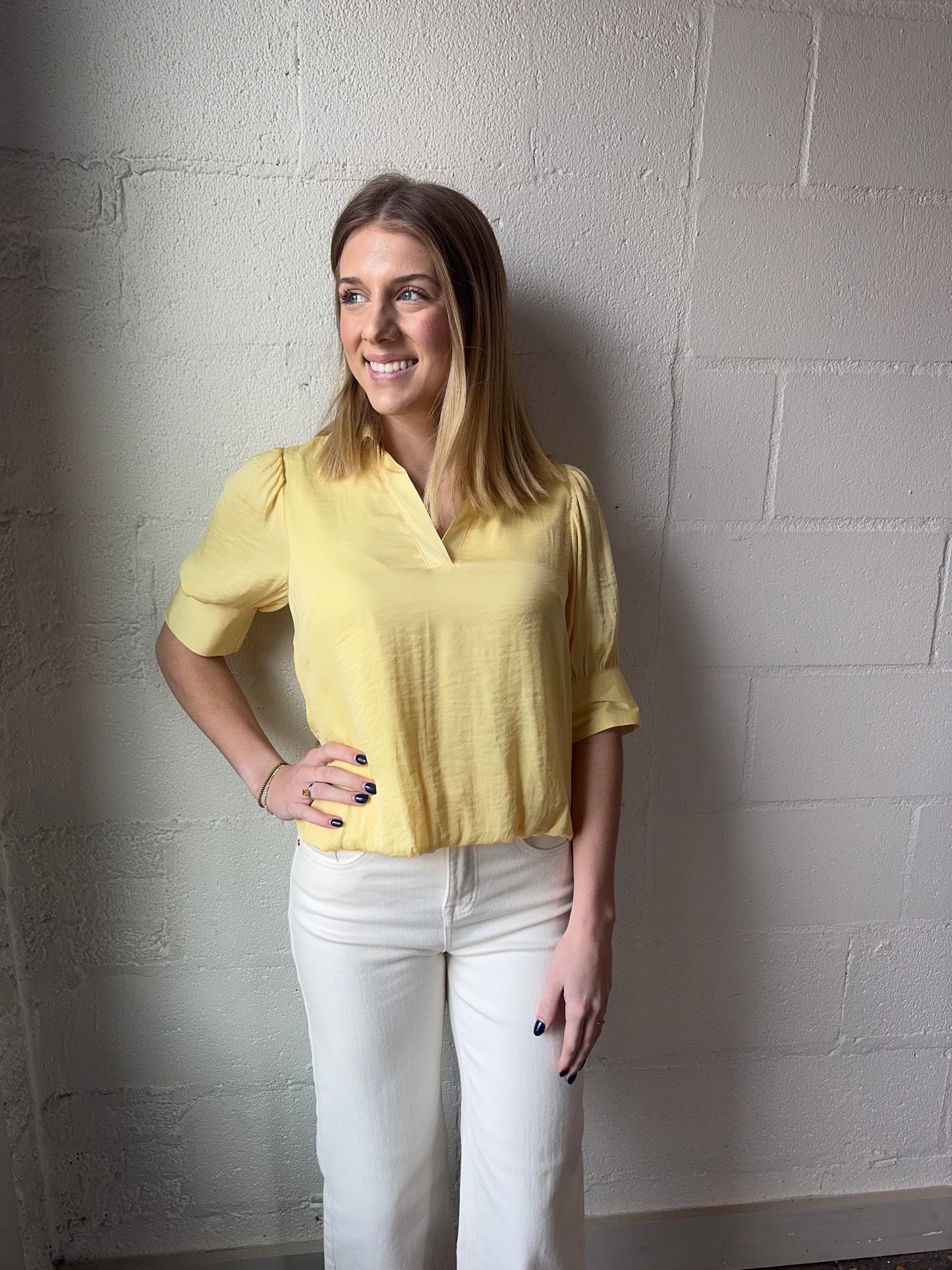 NZ LIVVY BUBBLE BLOUSE YELLOW