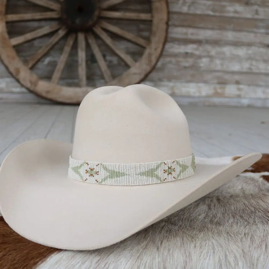 LW BEADED WESTERN HAT BAND SAGEBRUSH