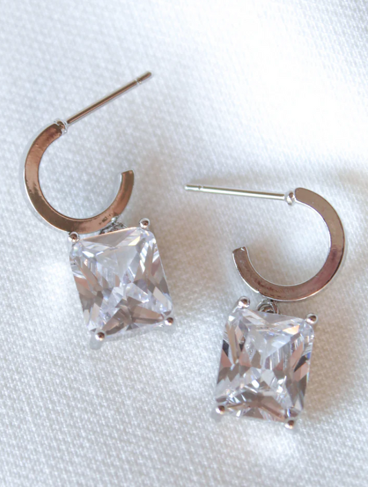 KD DANGLE STUD HUGGIE SLVR