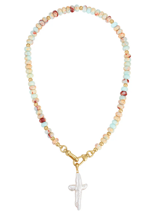 KD AURELIUM BEADED CROSS NCKLCE