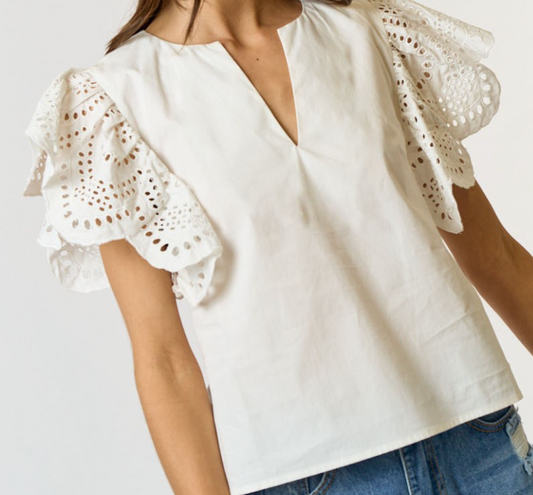 LA LINDSEY WHT BLOUSE