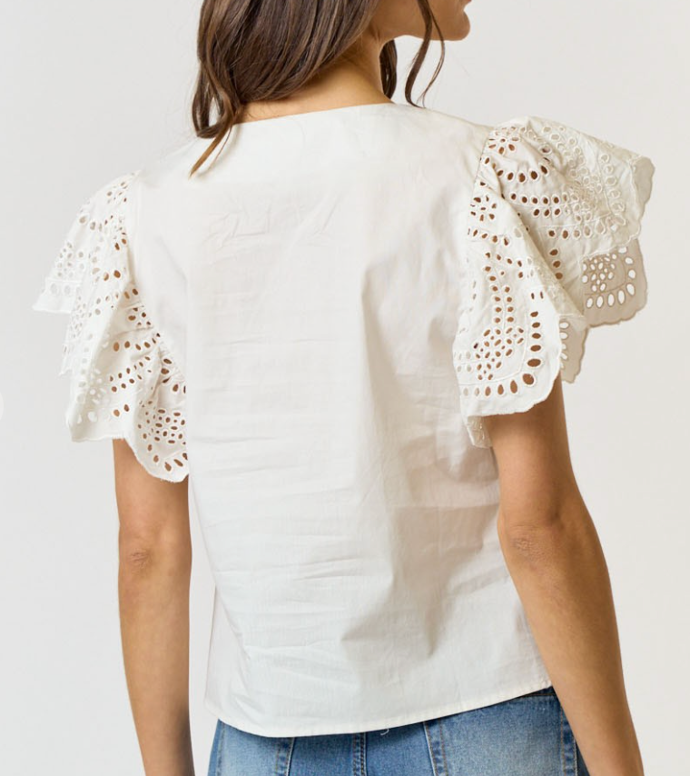 LA LINDSEY WHT BLOUSE