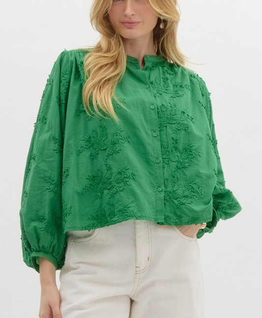 EN SYLVIE GREEN BLOUSE