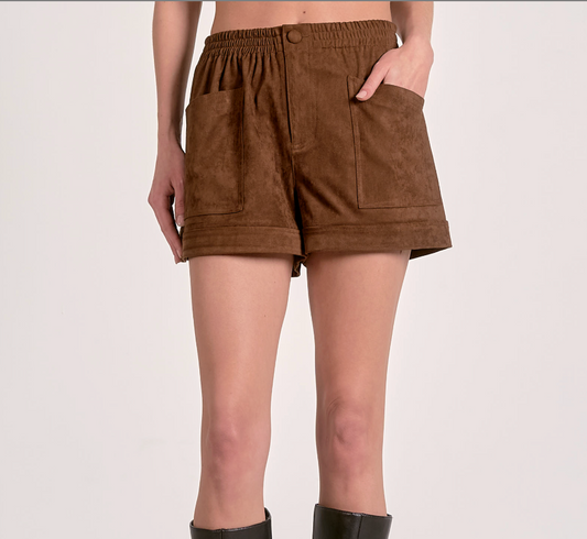LE CHLOE CHOC SUEDE SHORTS
