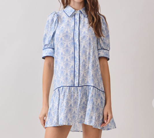 CT JENNA BLUE/WHITE DRESS